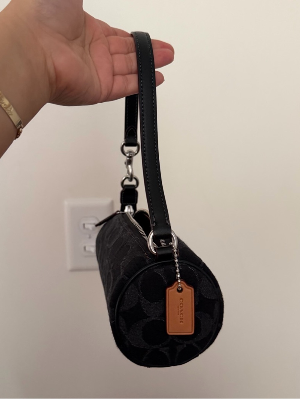 Coach Black Signature Denim Nolita Barrel Bag - Picture 2 of 6